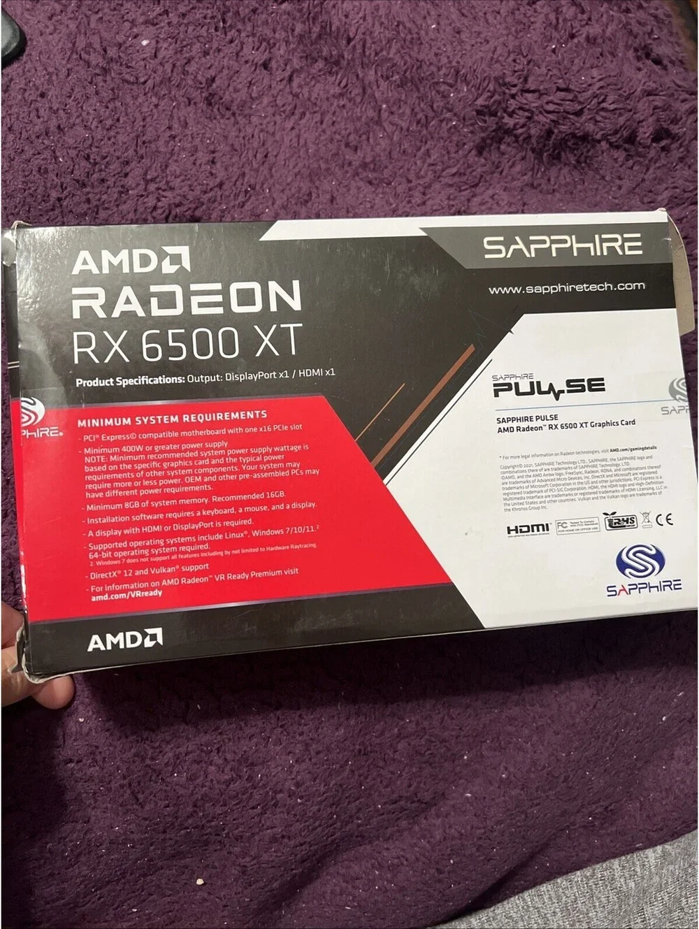 SAPPHIRE PULSE AMD Radeon RX 6500 XT 4GB GDDR6 RDNA2 PCIe 4.0 ATX Video Card GPU